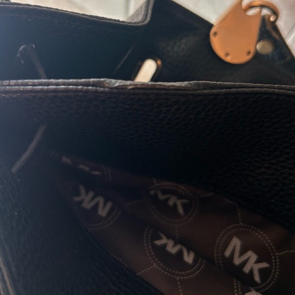 Michael Kors Black Leather Satchel with Gold Hardware - Picture 7 of 9